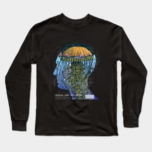 human and jellyfish tech vaporwave aesthetic Long Sleeve T-Shirt